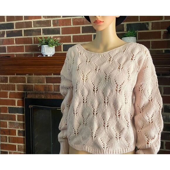 wild fable Sweaters - Women's Spacedye Boat Neck Pointelle Knit Pullover Sweater‎ Size M Pink New